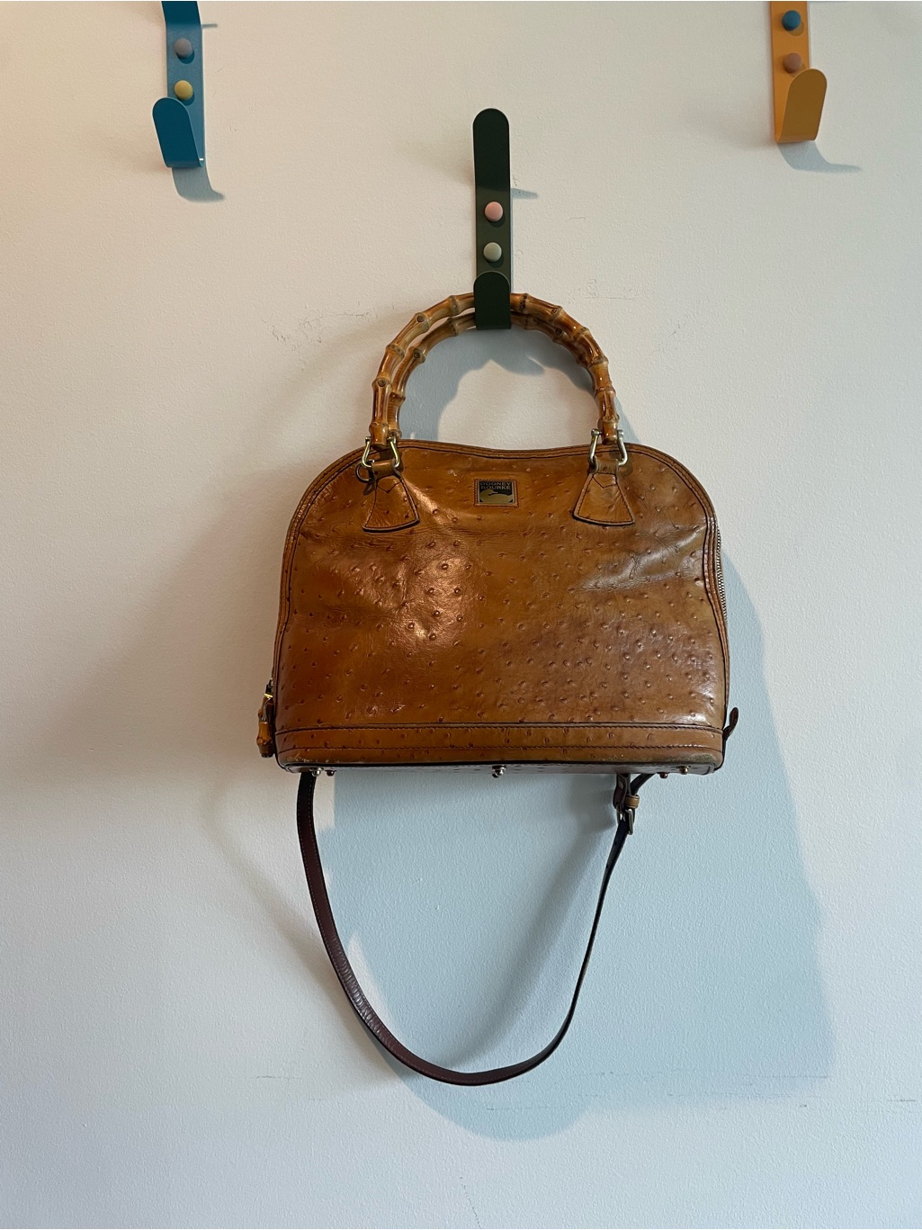 Dooney & Bourke Cognac Dome Satchel With Bamboo Handle